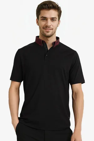RARE RABBIT Men Polo Collar Solid T-shirt