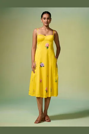 Dressfolk Floral Printed A-Line Midi Dress