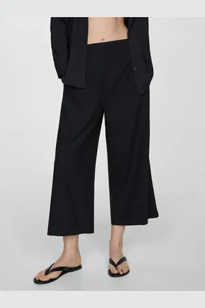 MANGO Women Wide Leg Cropped Trousers