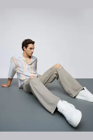 FREAKINS Men Pure Cotton Wide Leg High-Rise Highly Distressed Jeans