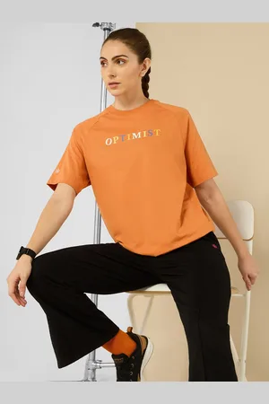 Cult Women Bio Finish Typography Printed Round Neck Cotton Oversized T-shirt