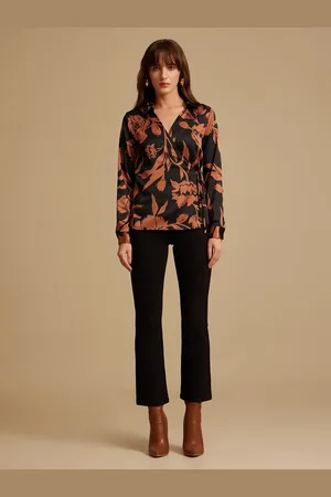Kazo Women Floral Printed Shirt Collar Top