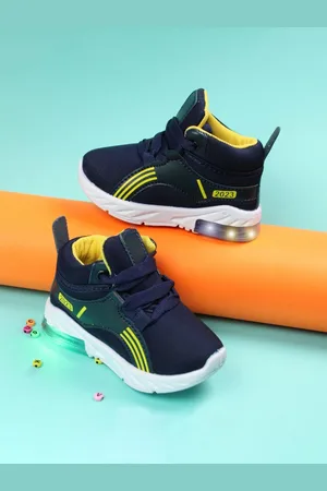 BAESD Kids Round Toe Lightweight LED Textile Sneakers