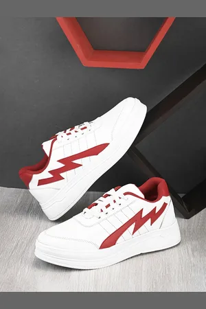 Mast & Harbour Men White & Red Colourblocked Antibacterial Sneakers