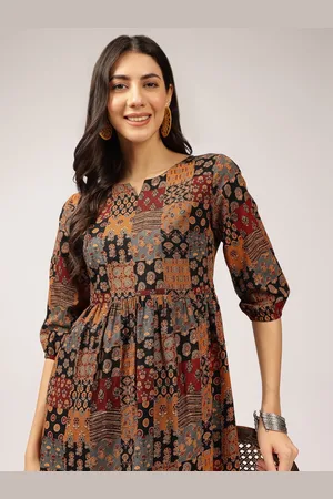 Anouk Floral Print Puff Sleeve Fit & Flare Maxi Dress