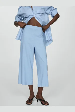 MANGO Women Wide Leg Cropped Trousers