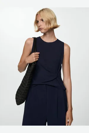 MANGO Textured Twisted-Detail Top