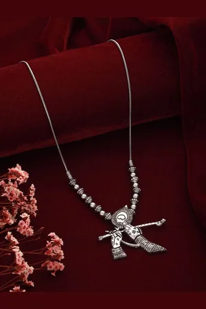 Anouk Silver-Plated Krishna Textured Necklace