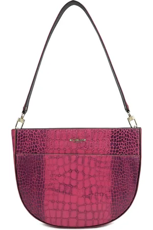 Da Milano Textured Leather Half Moon Shoulder Bag