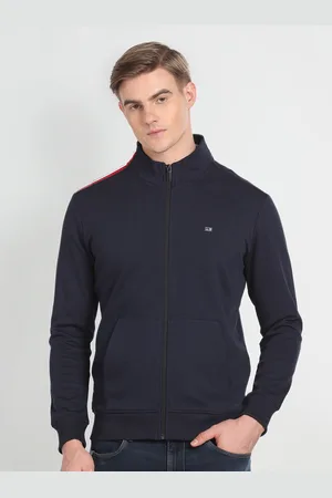 Arrow Mock Collar Front-Open Sweatshirt