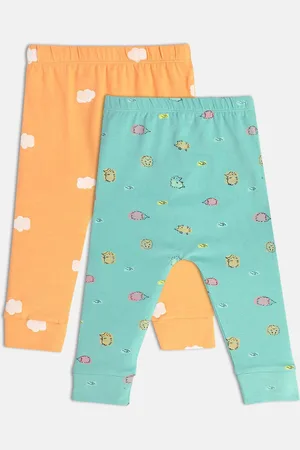 MINI KLUB Girls Pack Of 2 Printed Pure Cotton Ankle-Length Leggings