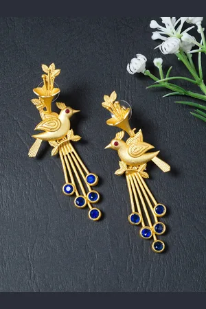 Golden Peacock Gold-Toned Classic Drop Earrings