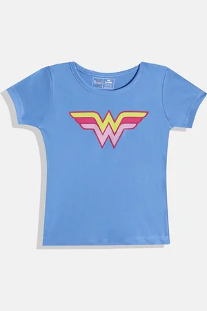 Eteenz Girls Wonder Woman Superhero Printed Pure Cotton T-shirt
