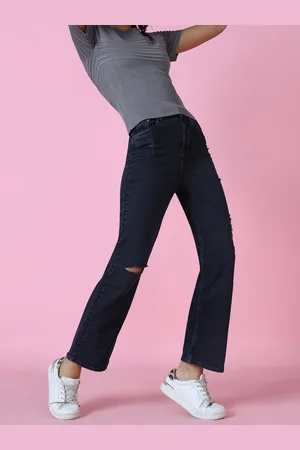 SHOWOFF Women Navy Blue Wide Leg Stretchable Jeans