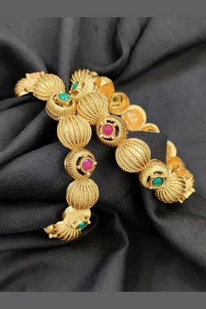 The Pari Set Of 2 Gold-Plated Stone-Studded Bangles