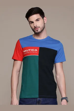 Nautica Men Colourblocked Pure Cotton T-shirt