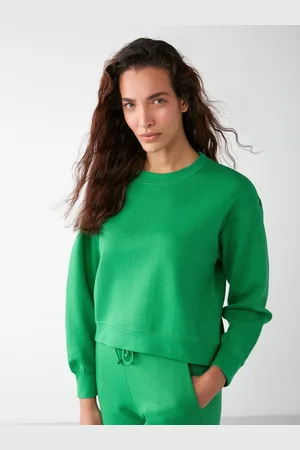 Grimelange Women Solid Round Neck Sweatshirt