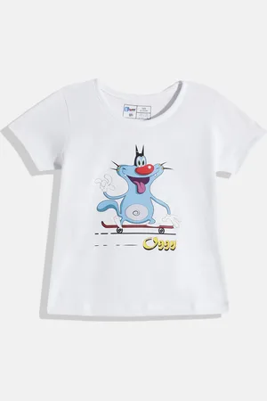 Eteenz Girls Oggy & the Cockroaches Printed Cotton T-shirt