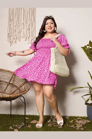 Berrylush Floral Print Bishop Sleeve A-Line Dress