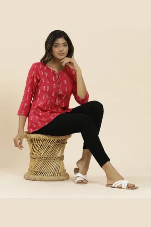 Jaipur Print Tie-Up Neck Top