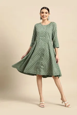 Sangria Women Printed Pure Cotton A-Line Dresses