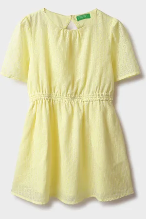 Benetton Girls Regular Fit Round Neck Textured Dresses