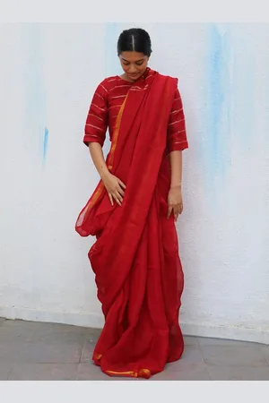 Chidiyaa Solid Zari Saree With Blouse Piece