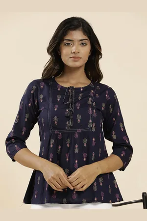 Jaipur Print Tie-Up Neck Top
