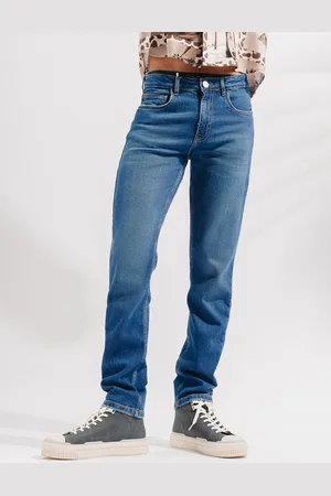 FREAKINS Men Slim Fit High-Rise Mildly Distressed Light Fade Stretchable Jeans