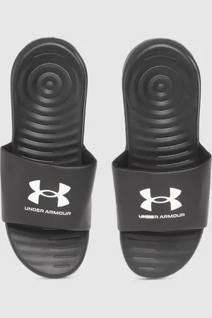 Under Armour Men Black & White Ansa Fix Brand Logo Print Sliders