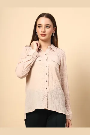 Gipsy Women New Spread Collar Textured Casual Shirt