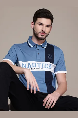 Nautica Men Brand Logo Polo Collar Pure Cotton T-shirt
