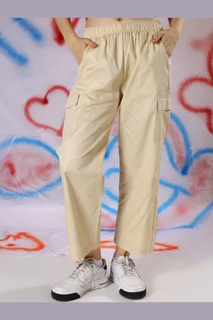 NEUDIS Women Pleated Cargos Trousers