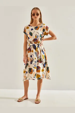 Bianco Lucci Printed Fit & Flare Midi Dress