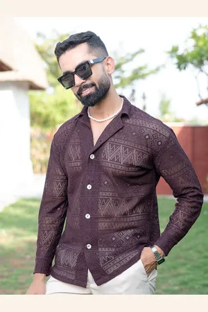 Tistabene Men Comfort Crochet Printed Casual Shirt