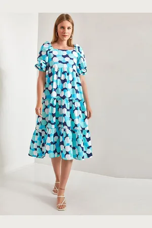 Bianco Lucci Printed Puff Sleeve A-Line Dress