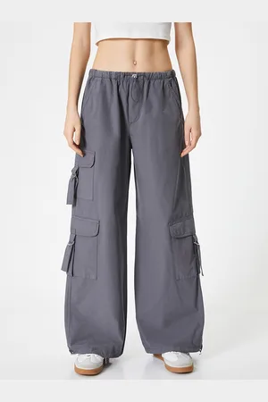 Koton Women Flared Low-Rise Cargo Trousers