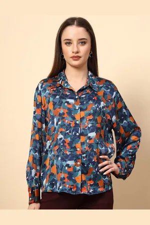 Gipsy Women New Spread Collar Abstract Printed Casual Shirt