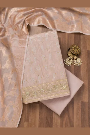Koskii Floral Embroidered Beads and Stones Unstitched Dress Material