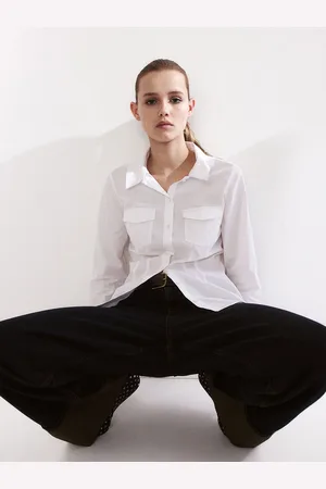 H&M Women Tapered-Waist Cargo Shirt