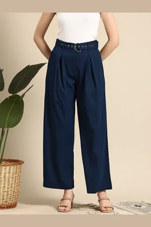 Mast & Harbour Women Pleated Trousers with Belt