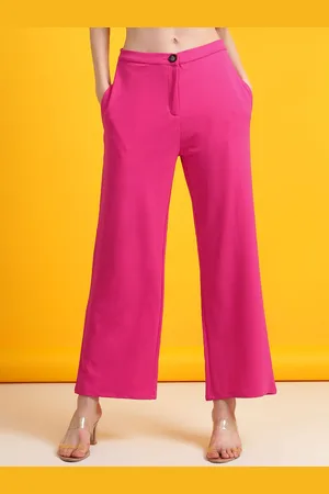 Golden Kite Women Tailored High-Rise Wrinkle Free Pleated Trousers GKP-666-26-Fuchsia Pink