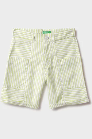 Benetton Boys Striped High-Rise Technology Shorts
