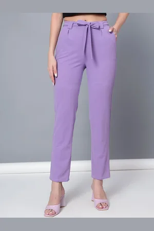 Golden Kite Women Tailored High-Rise Wrinkle Free Pleated Trousers GKP-672-26-Purple