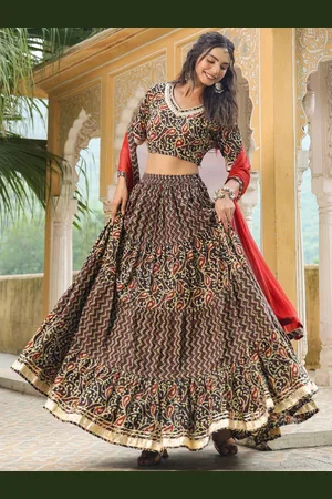 Janasya Printed Ready to Wear Lehenga & Blouse With Dupatta