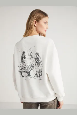 Grimelange Women Graphic Printed Pure Cotton Sweatshirt