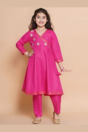 Bhama Embroidered Angrakha Gotta Patti Pure Cotton Anarkali Kurta with Trouser
