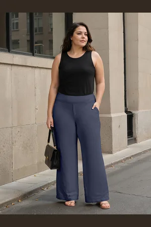 BlissClub Women Flared High-Rise Trousers