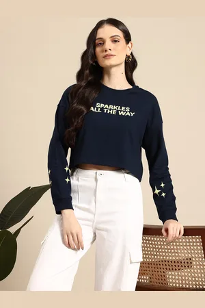 Mast & Harbour Women Printed Crop Sweatshirt