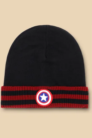 Kidsville Boys Black & Red Colourblocked Captain America Beanie